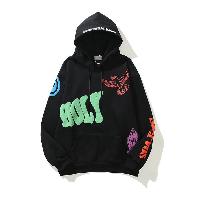 European and American Style Kanye Kanye Three Dimensional Foam Graffiti Print Hoodie For Men and Women Hip Hop Hoodie