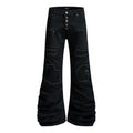 Punk ripped patch denim bell bottoms