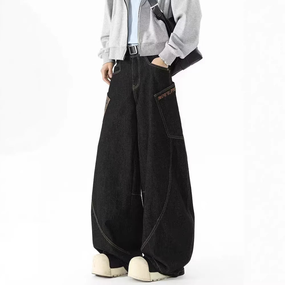 Women's Embroidered Denim Pants with Scimitar Cut