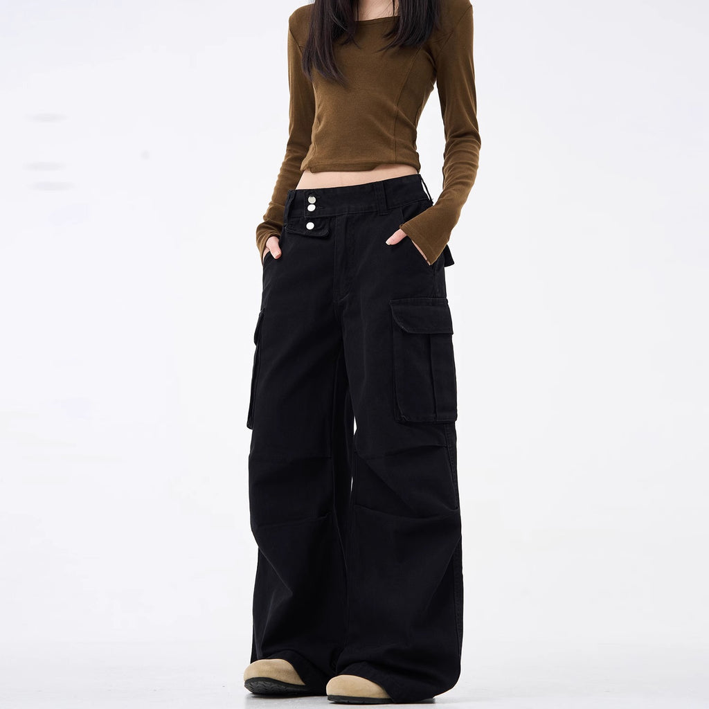 Urban Retro Wide-Leg Slim Fit Casual Pants Style Straight Leg Slight Flare Long Trousers Trendy
