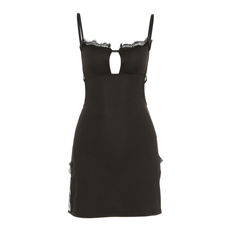 Europe and the United States style  summer new women's sling a line shoulder fashion sexy backless slit dress women