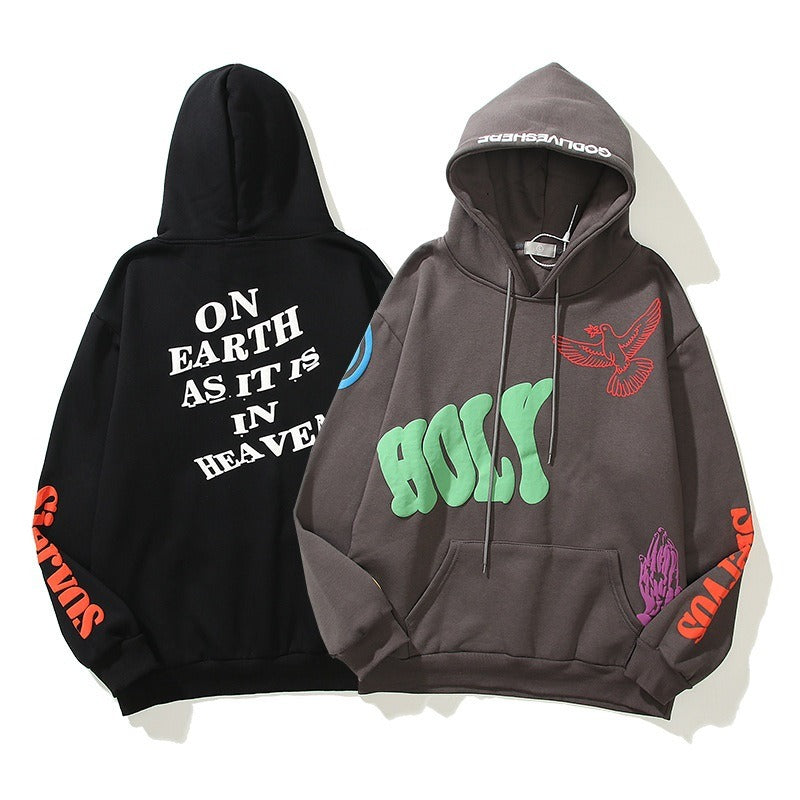 European and American Style Kanye Kanye Three Dimensional Foam Graffiti Print Hoodie For Men and Women Hip Hop Hoodie