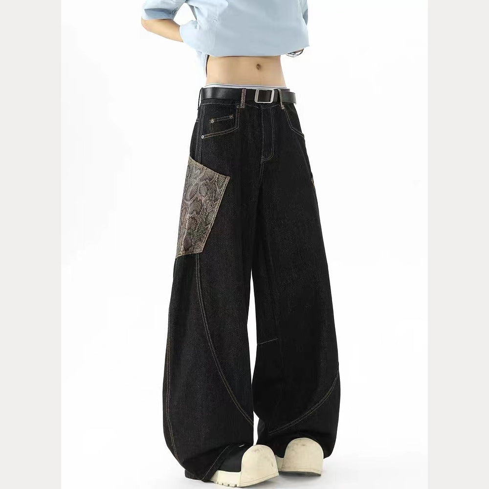 Women's Embroidered Denim Pants with Scimitar Cut