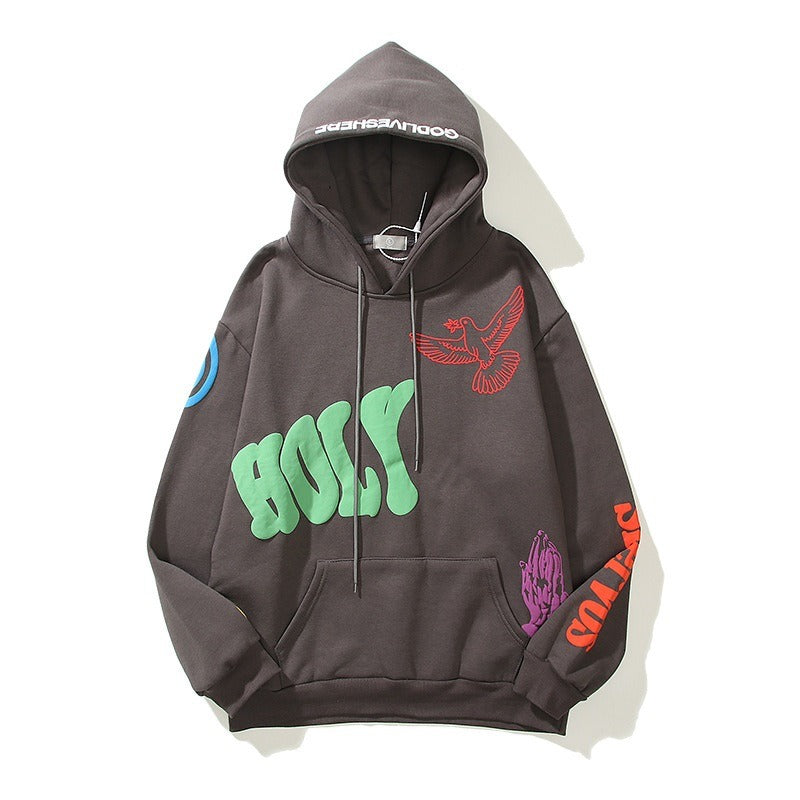 European and American Style Kanye Kanye Three Dimensional Foam Graffiti Print Hoodie For Men and Women Hip Hop Hoodie