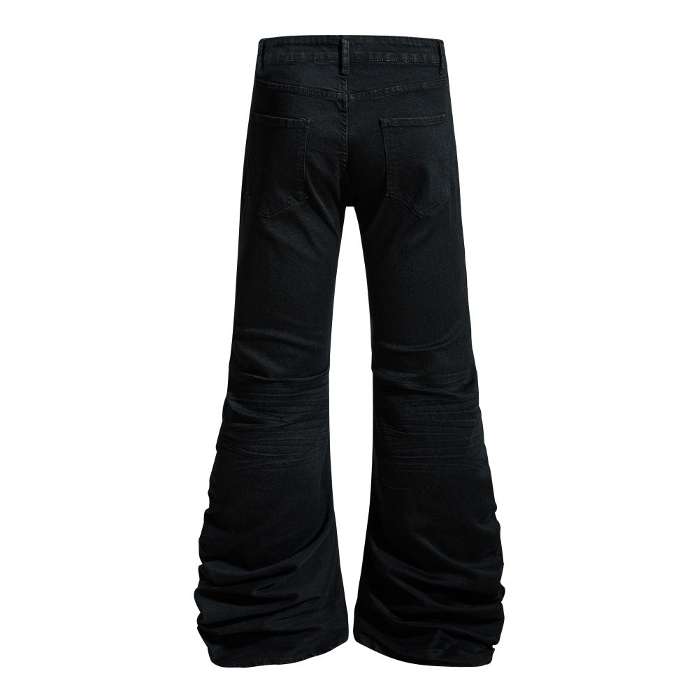 Punk ripped patch denim bell bottoms