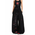 Urban Vintage Letter Star Print Sweatpants Casual Loose Straight Leg Wide Leg Elastic Waist Track Pants