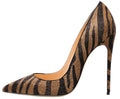 Animal textured pointed high heels women's shoes