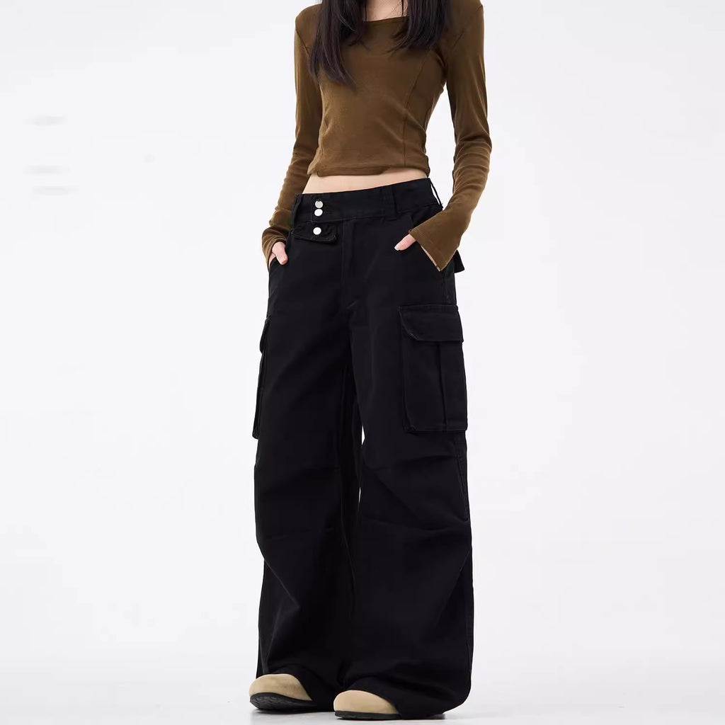 Urban Retro Wide-Leg Slim Fit Casual Pants Style Straight Leg Slight Flare Long Trousers Trendy