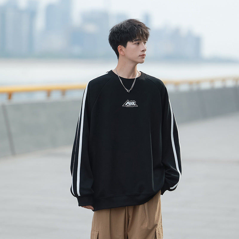 Side Stripe Hoodie Men's Hong Kong Style Fashionable Casual Long Sleeve Urban Collar Sports Top