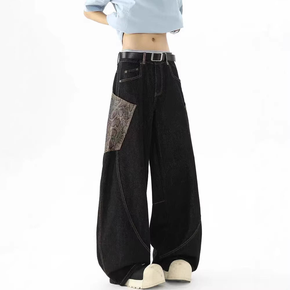 Women's Embroidered Denim Pants with Scimitar Cut