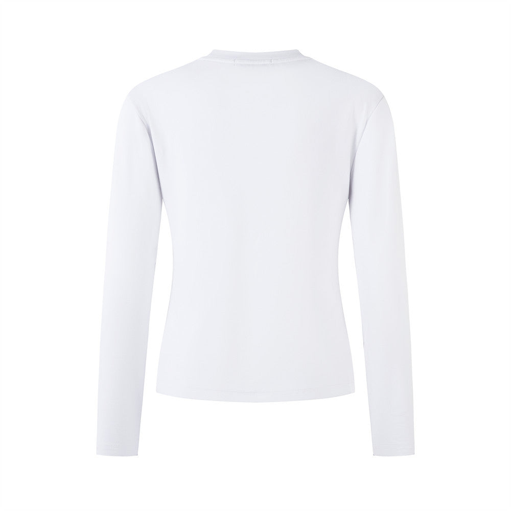 Graffiti Print Long Sleeve T-Shirt for Women Casual Round Neck Top,