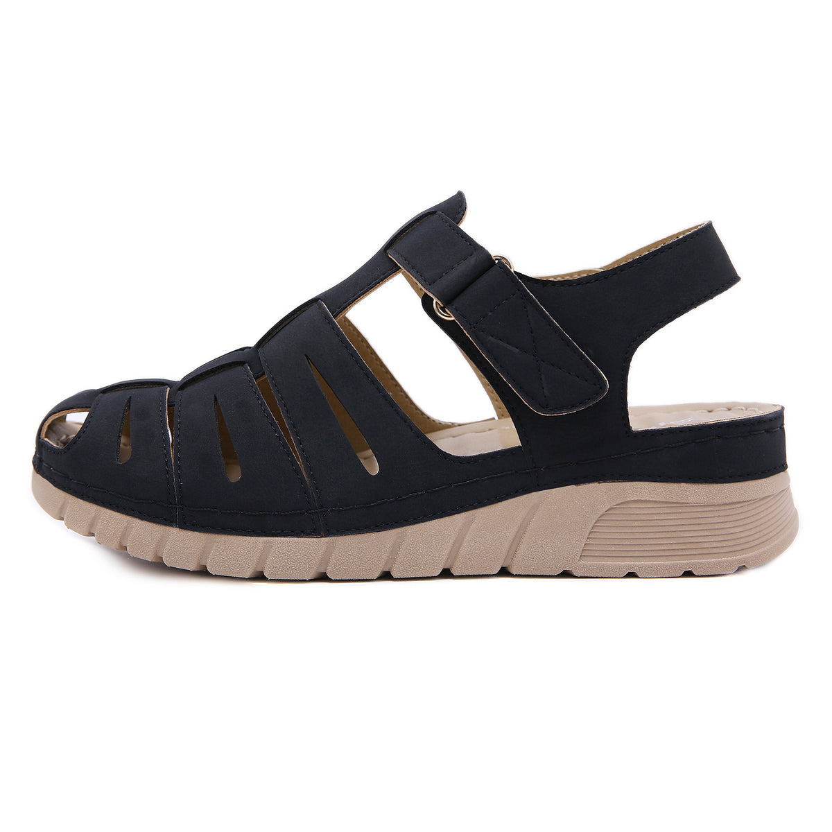 Wet water sandals for women with sloping heels soft soles  anti slip and fashionable toe Roman thick soled sandals