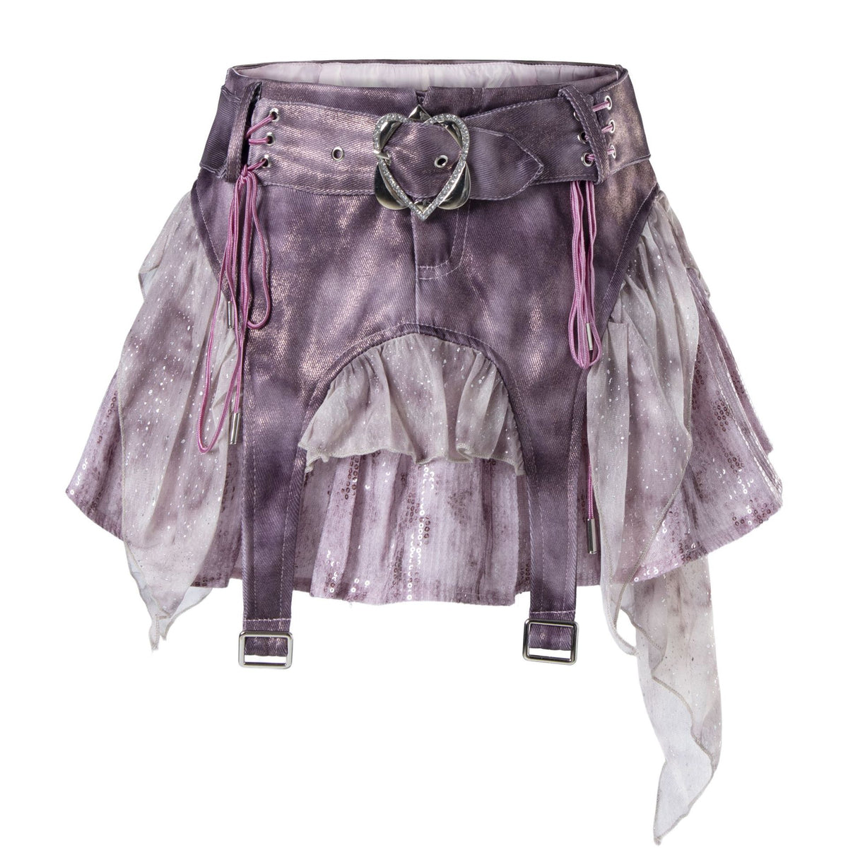Punk style strap irregular skirt for women