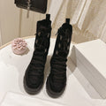 Classic Lace up Middle Boots Women Rubber Anti Slip suede Ankle Booties Woman Autumn Fashion Platform Boots Female Winter Boots