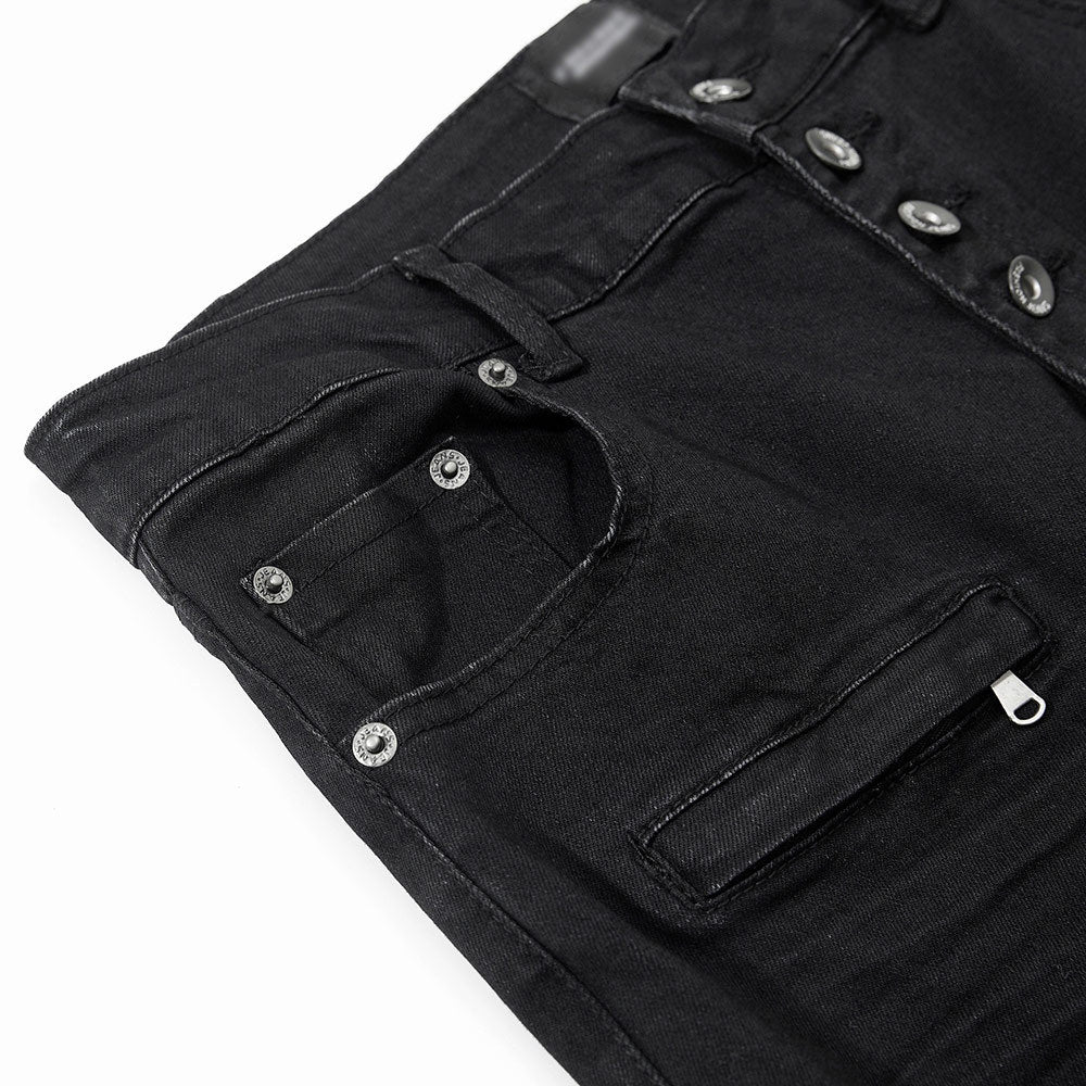 Punk ripped patch denim bell bottoms