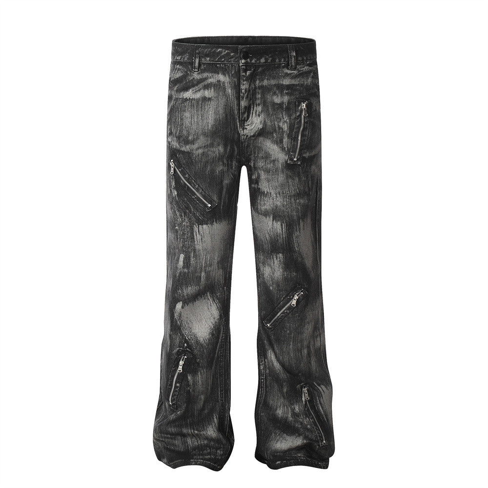 Punk painted and dirty jeans