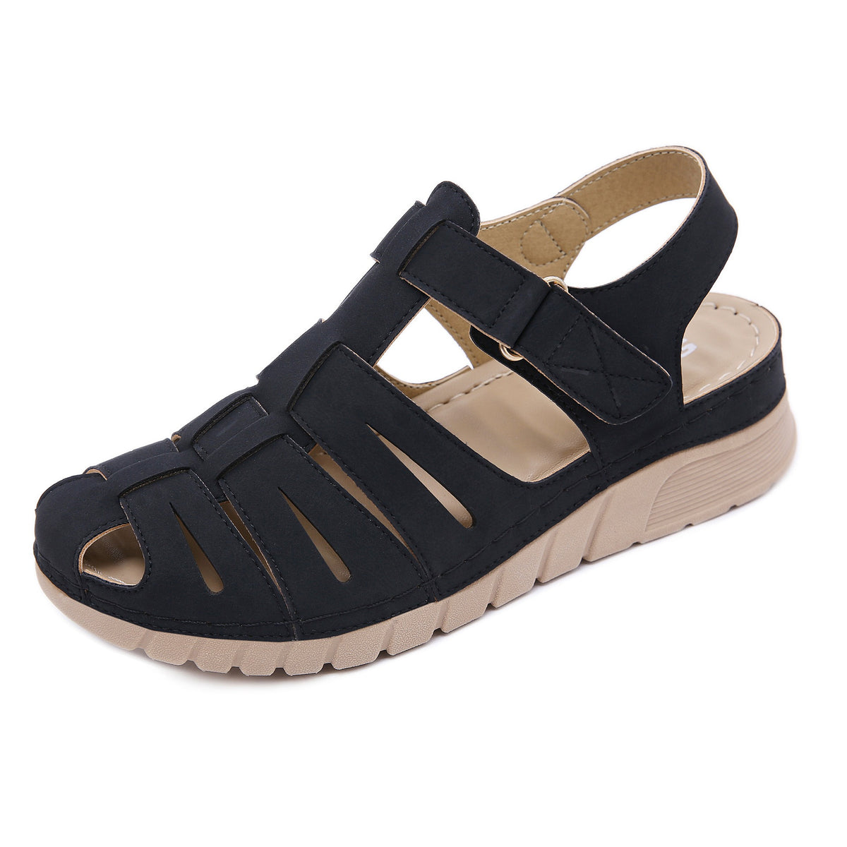 Wet water sandals for women with sloping heels soft soles  anti slip and fashionable toe Roman thick soled sandals