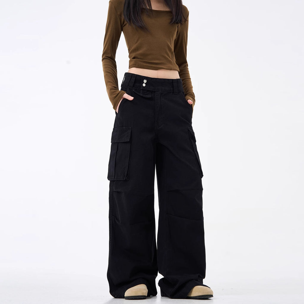 Urban Retro Wide-Leg Slim Fit Casual Pants Style Straight Leg Slight Flare Long Trousers Trendy