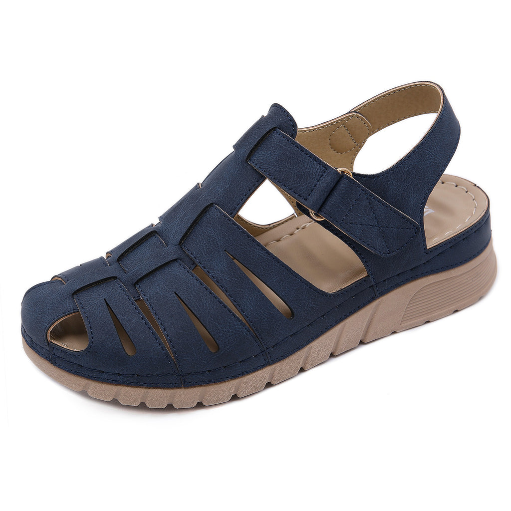 Wet water sandals for women with sloping heels soft soles  anti slip and fashionable toe Roman thick soled sandals