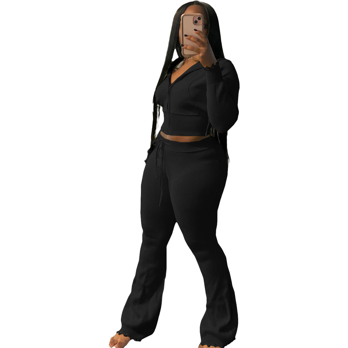 Fashionable Casual Knit Sweater Set for Women, Urban Style Autumn/Winter, Knitted Outfit