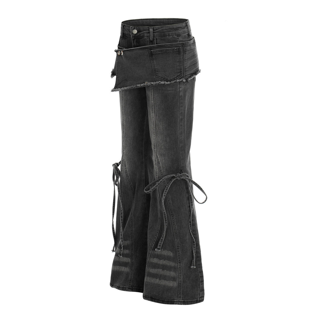 Women's Urban Edgy Casual Pants with Denim Decorative