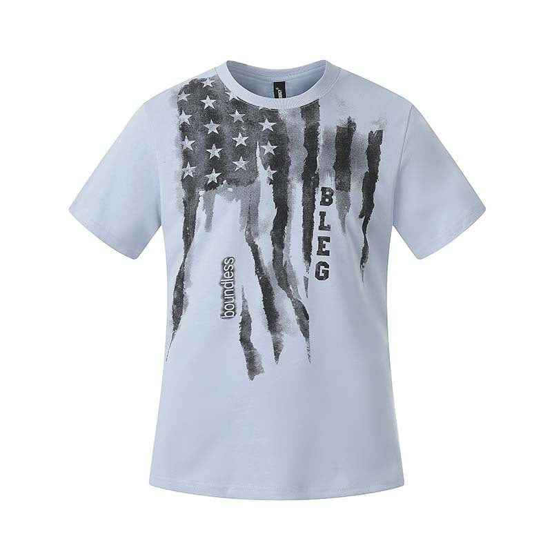 Graffiti star print round neck short sleeved shirt
