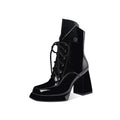 Patent Leather Thick Heel Martin Boots Women's 9cm Spring And Autumn Single Boots Waterproof Platform High-Heeled Ankle Boots