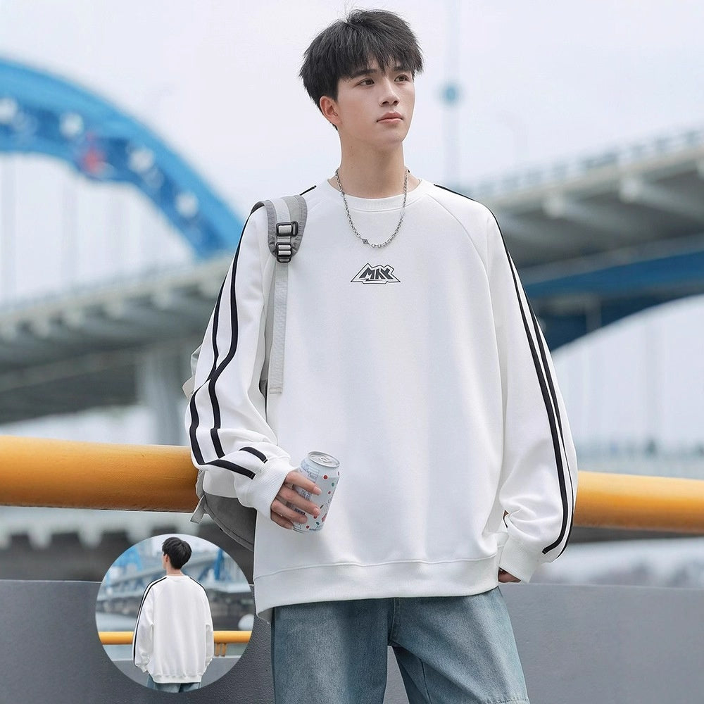 Side Stripe Hoodie Men's Hong Kong Style Fashionable Casual Long Sleeve Urban Collar Sports Top