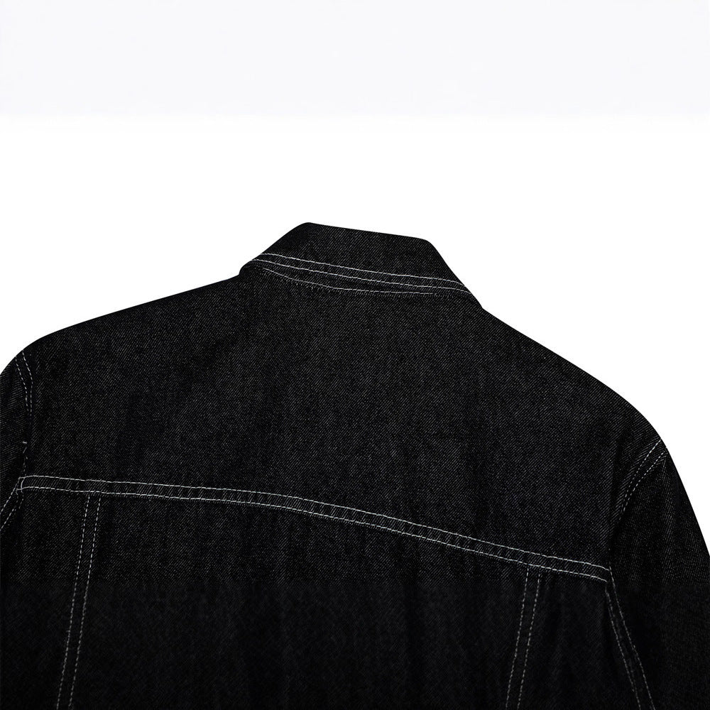Urban Street Style Men's Jacket, Turn-Down Collar, Multi-Pocket Workwear Jacket, Loose Fit, Trendy Brand, Men's Outerwear