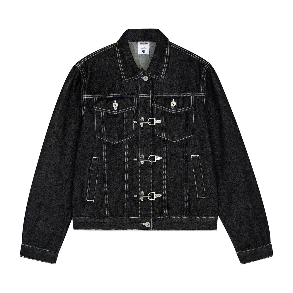 Urban Street Style Men's Jacket, Turn-Down Collar, Multi-Pocket Workwear Jacket, Loose Fit, Trendy Brand, Men's Outerwear