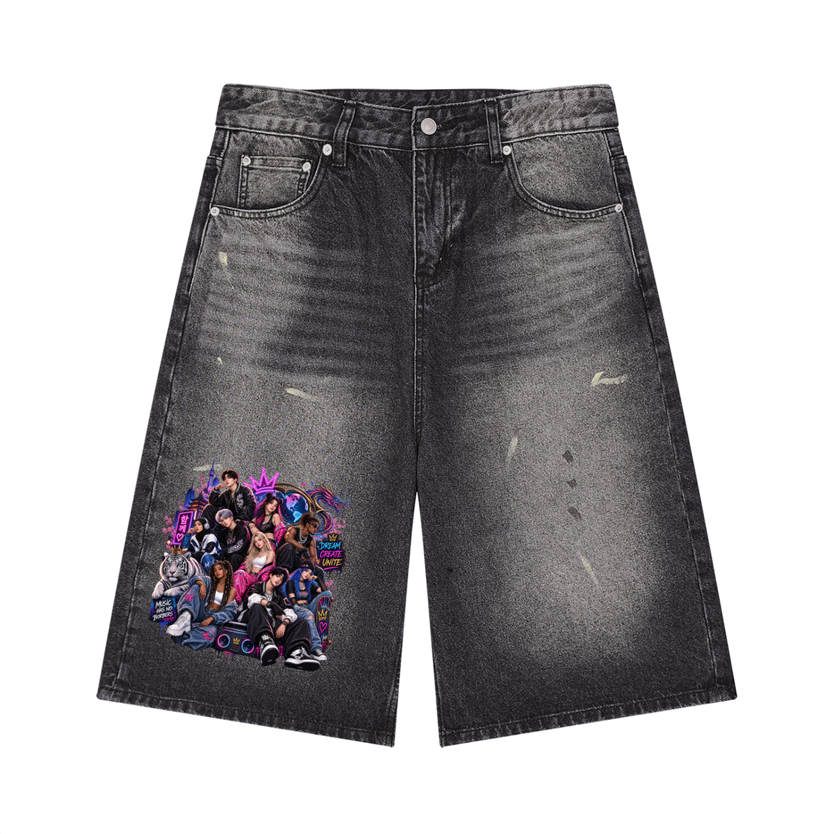 Men’s Vintage Wash Wide Leg Denim Shorts
